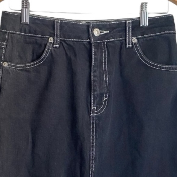 Topshop Women's Black with White Contrast Stitching Midi Skirt I Size: 6 - Picture 6 of 11